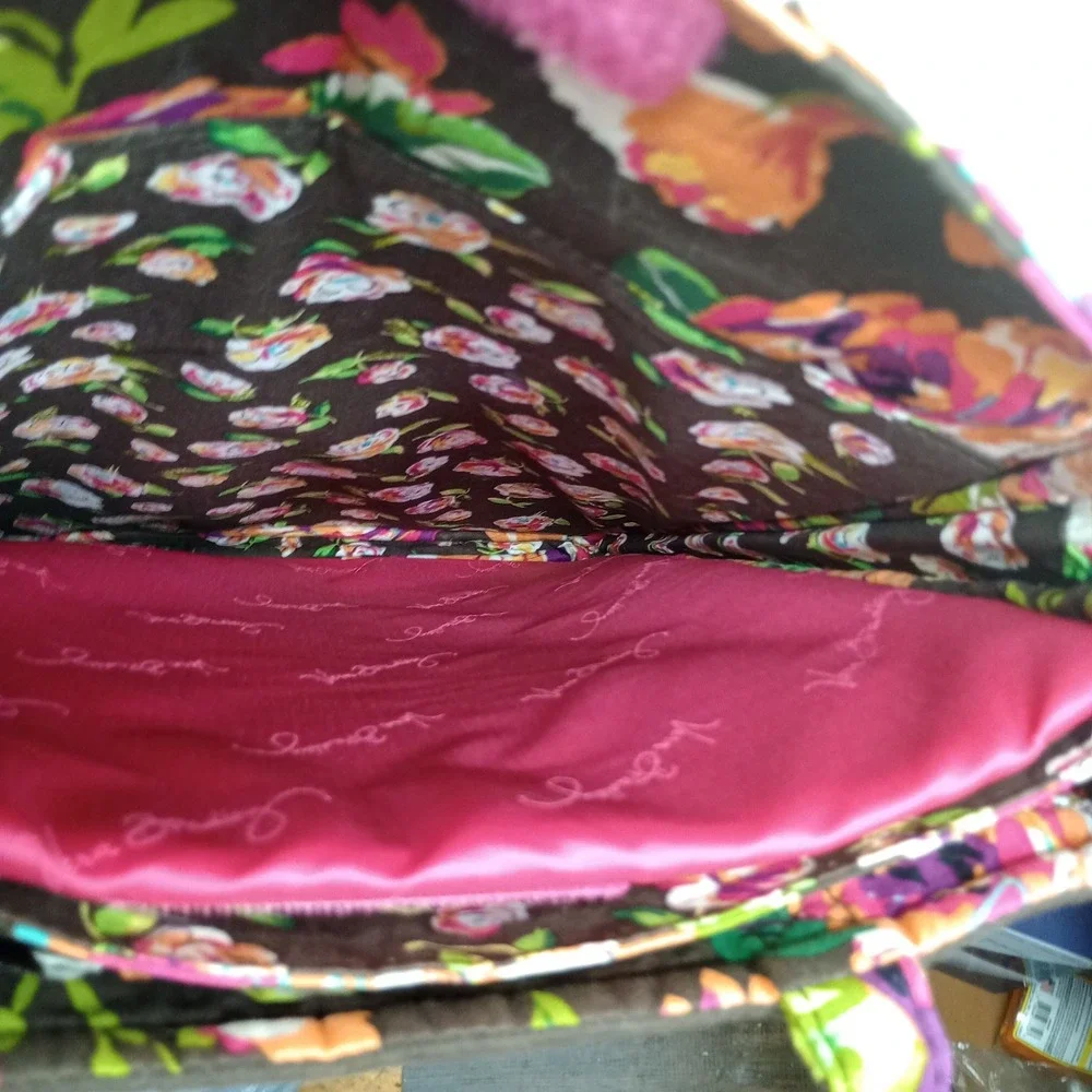 Vera Bradley Mocha Rouge Floral Quilted Laptop Tote Bag Checkpoint Friendly